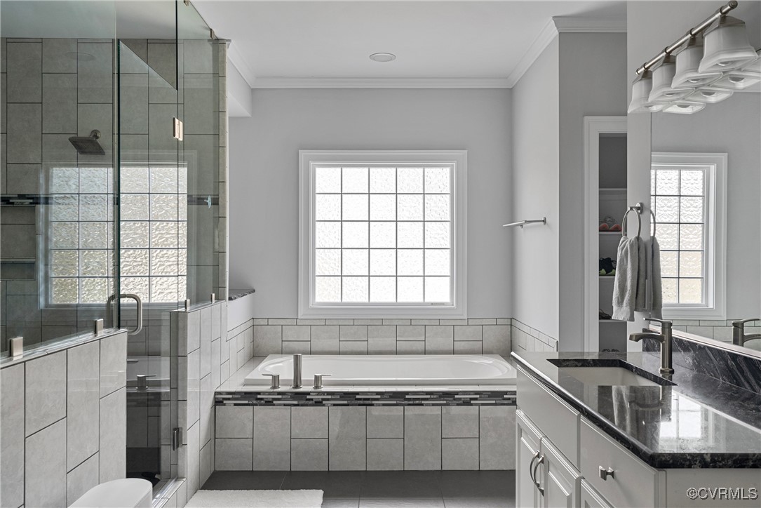 14424 Riverside Drive Ashland, VA 23005 - Photo 32 of 40 Bathroom featuring vanity, ornamental molding, a s