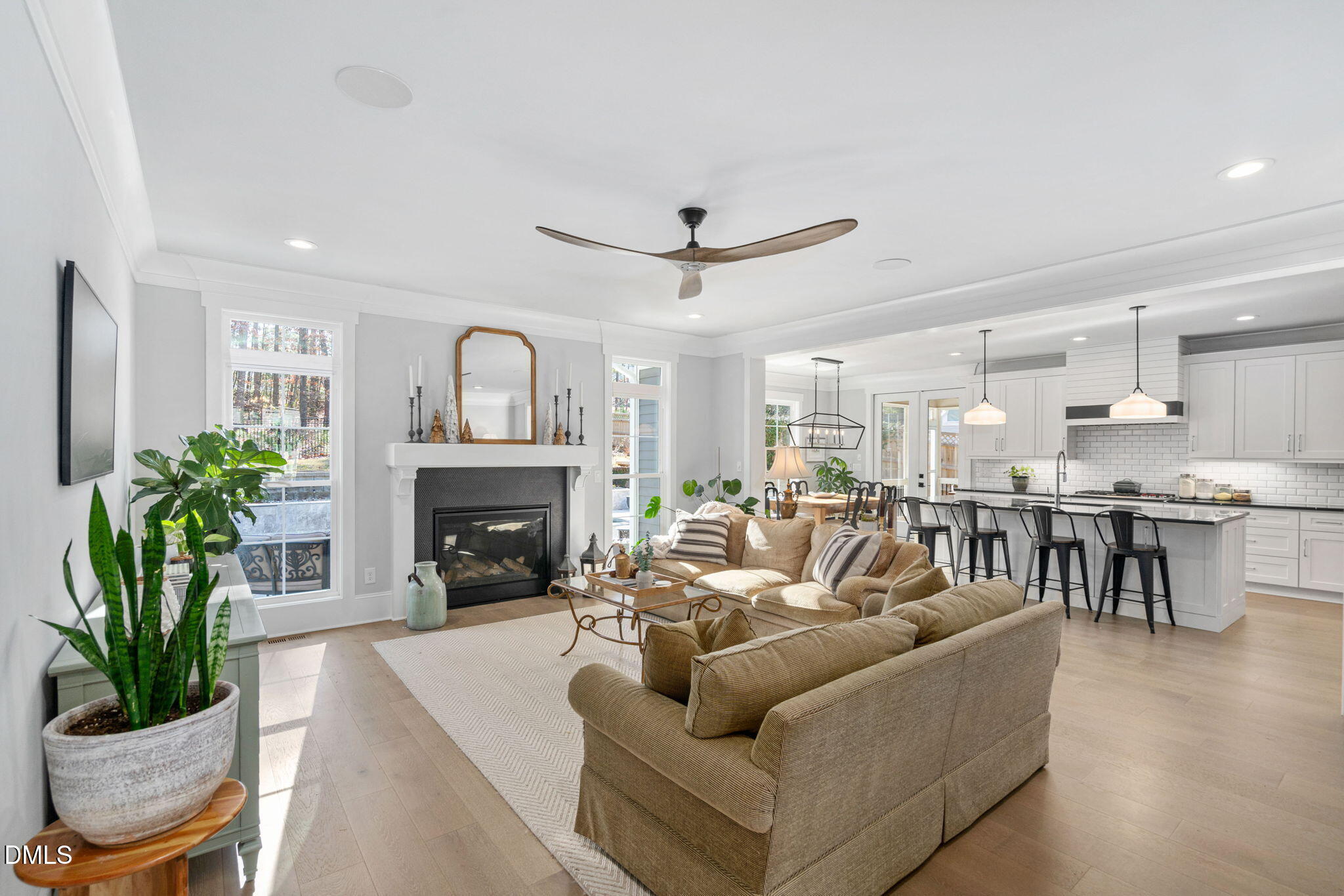 3417 Edgemont Drive Raleigh, NC 27612 - Photo 19 of 70 a living room with furniture a fireplace and a potted plant