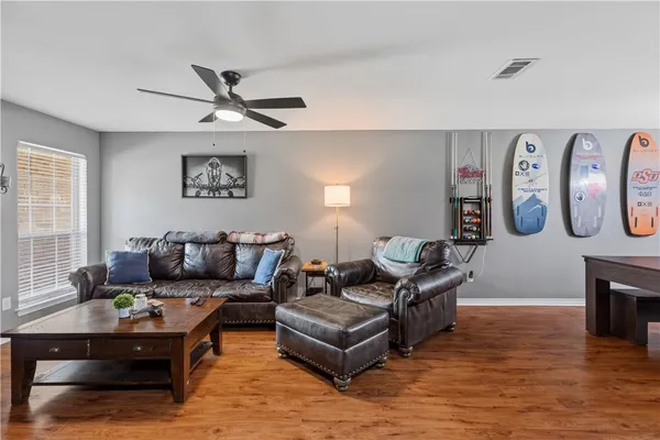 a living room with furniture