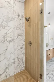 a bathroom with a shower
