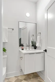 a bathroom with a bathtub