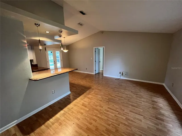 a view of a kitchen with a sink