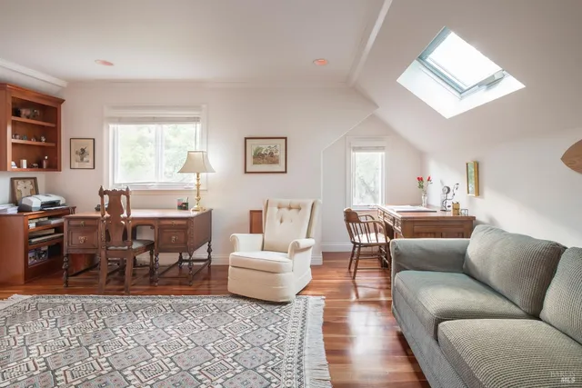 a view of a lake with mountains in the background