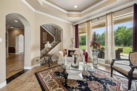 a living room with furniture