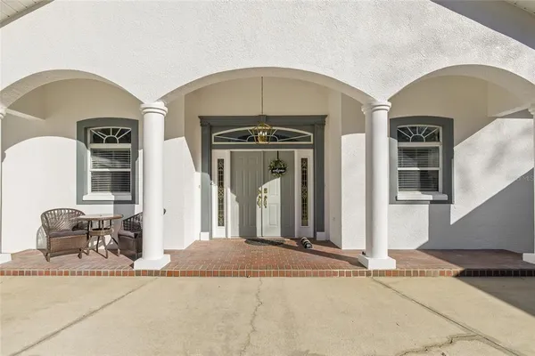 a front view of a house with entryway