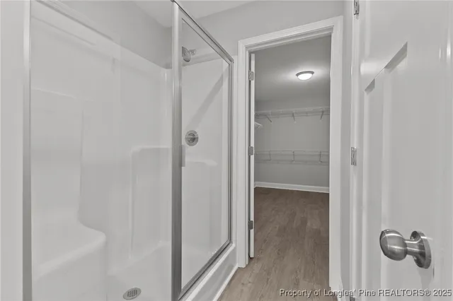 a view of a room with racks on the wall