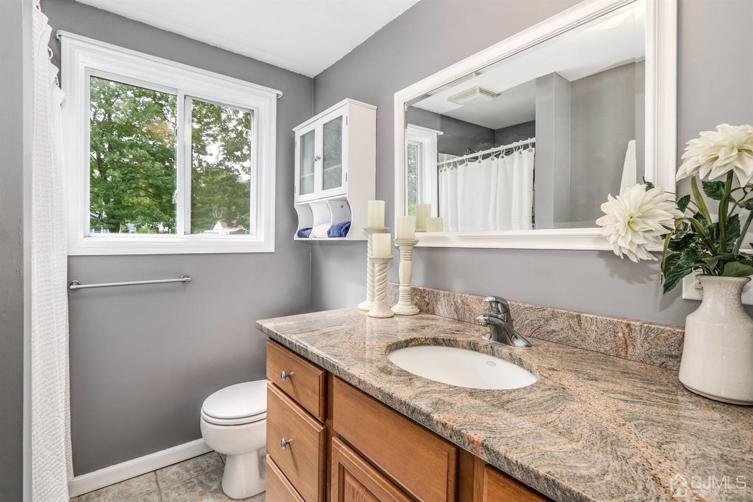 217 Oxford Road Edison, NJ 08820 - Photo 21 of 27 a bathroom with a granite countertop sink and a toilet