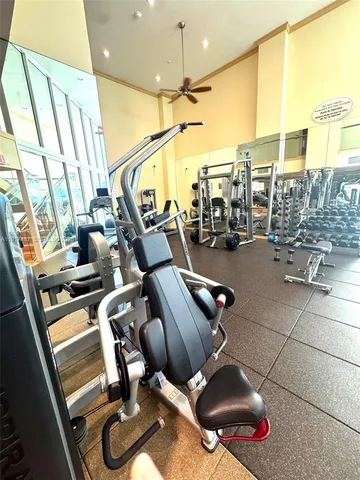 a room with gym equipment