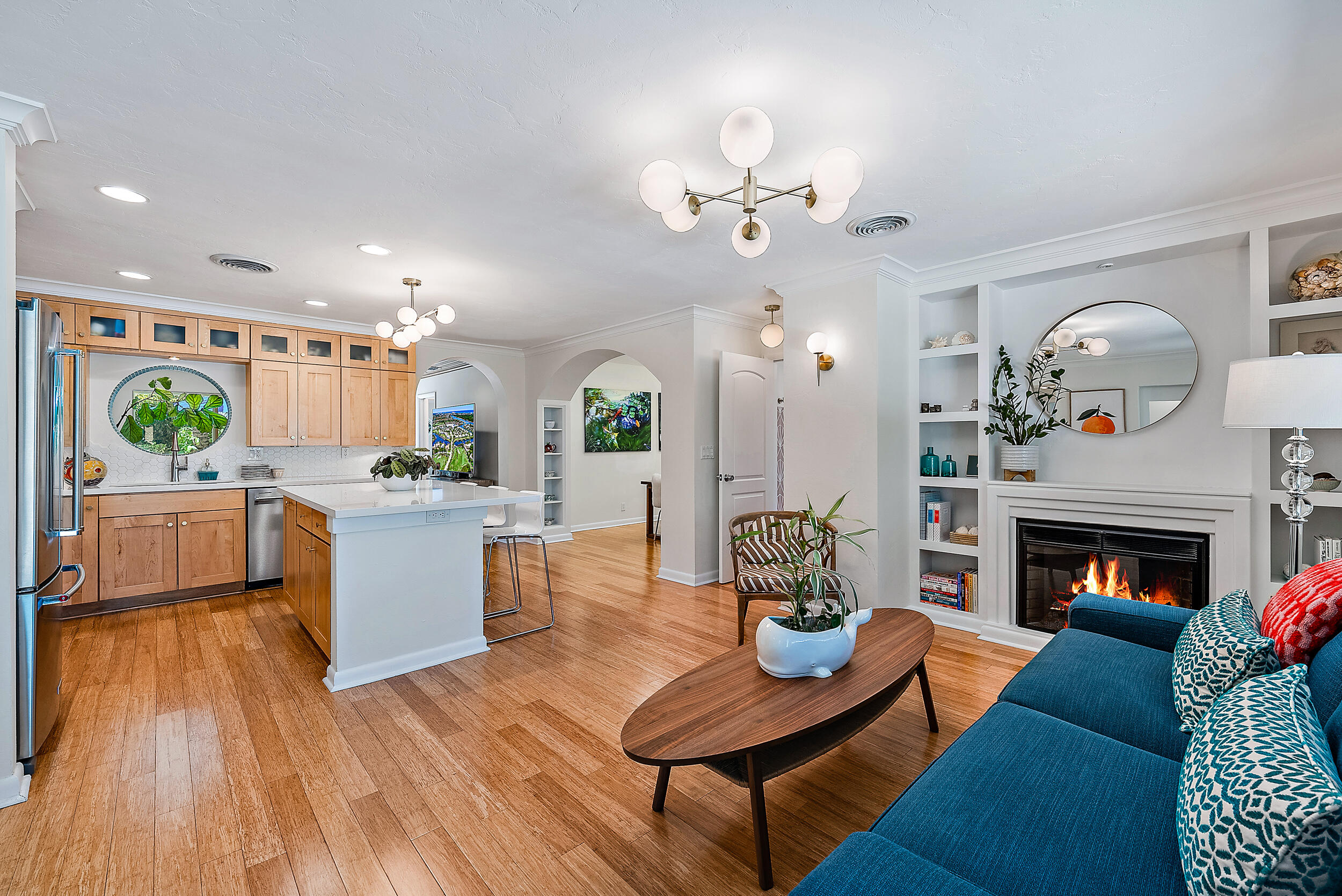 246 Gregory Road West Palm Beach, FL 33405 - Photo 5 of 20 a living room with furniture and a fireplace