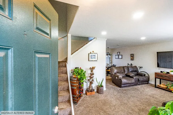 a living room with furniture