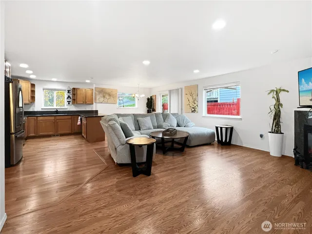 a living room with furniture and a couch