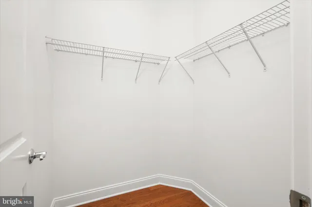 a view of a room with racks on the wall