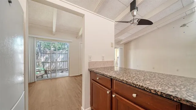 a kitchen with a stove and a microwave