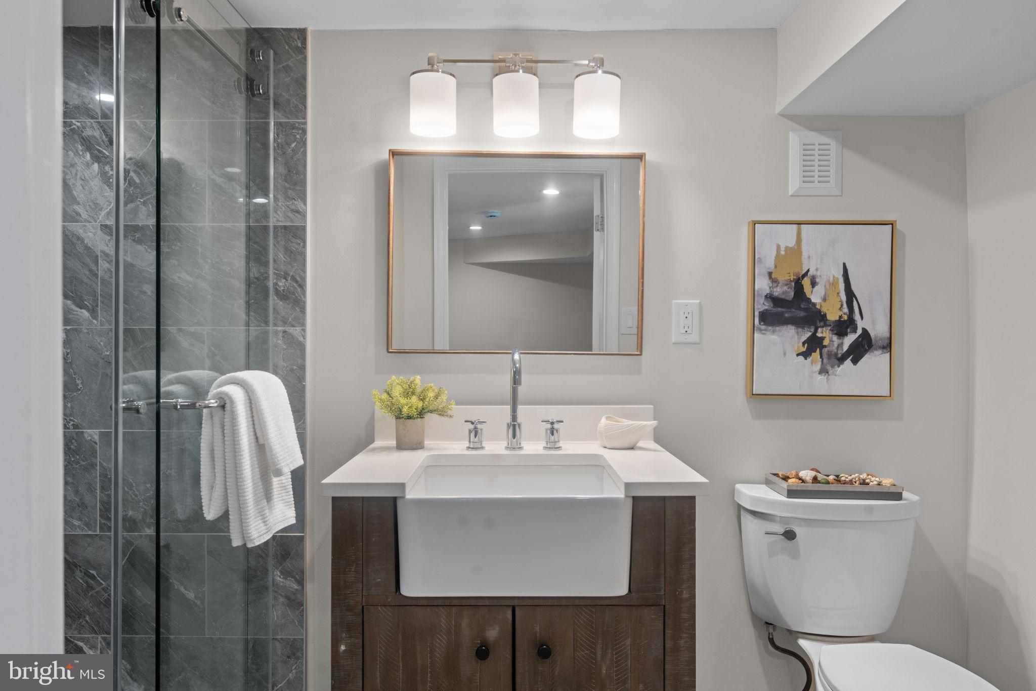 7448 Long Pine Drive Springfield, VA 22151 - Photo 33 of 40 a bathroom with a toilet a sink and mirror