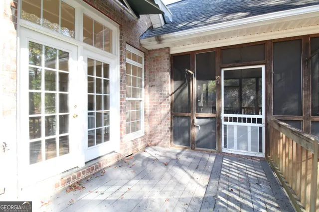 a view of a house with a large window