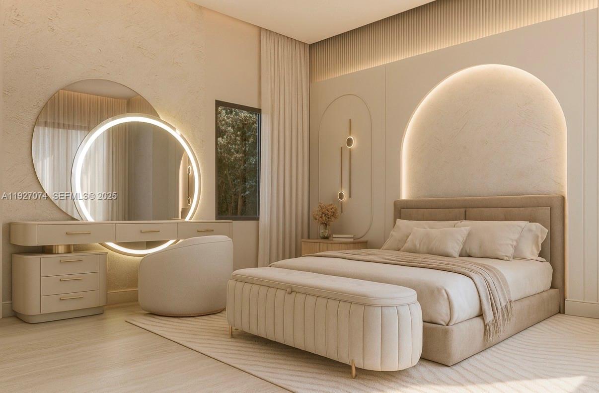 2610 Northeast 48th Street Lighthouse Point, FL 33064 - Photo 11 of 12 a bedroom with a bed and a mirror