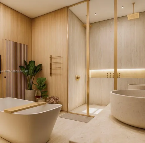 a white bath tub sitting next to a white tub