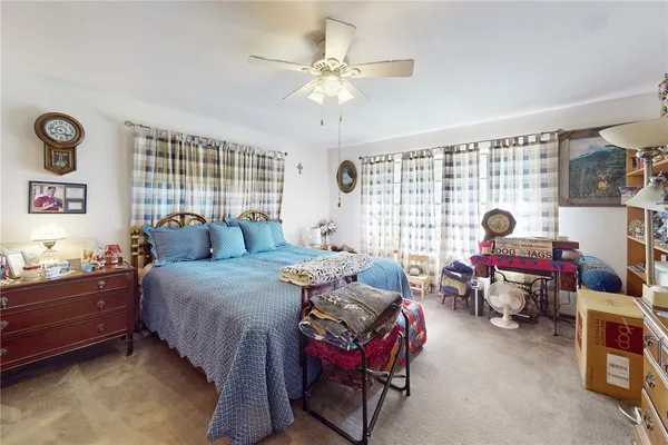 a bedroom with bed and a window