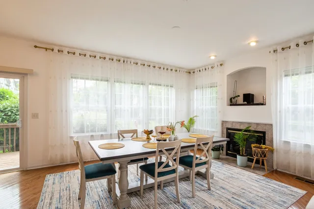 a view of a room with a window