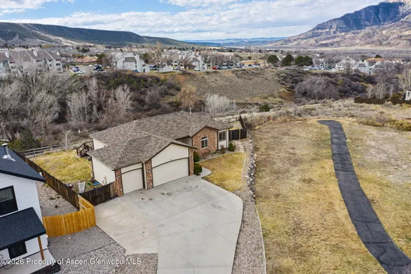 an aerial view of a house having outdoor space
