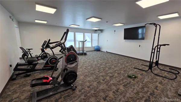 a view of a room with gym equipment