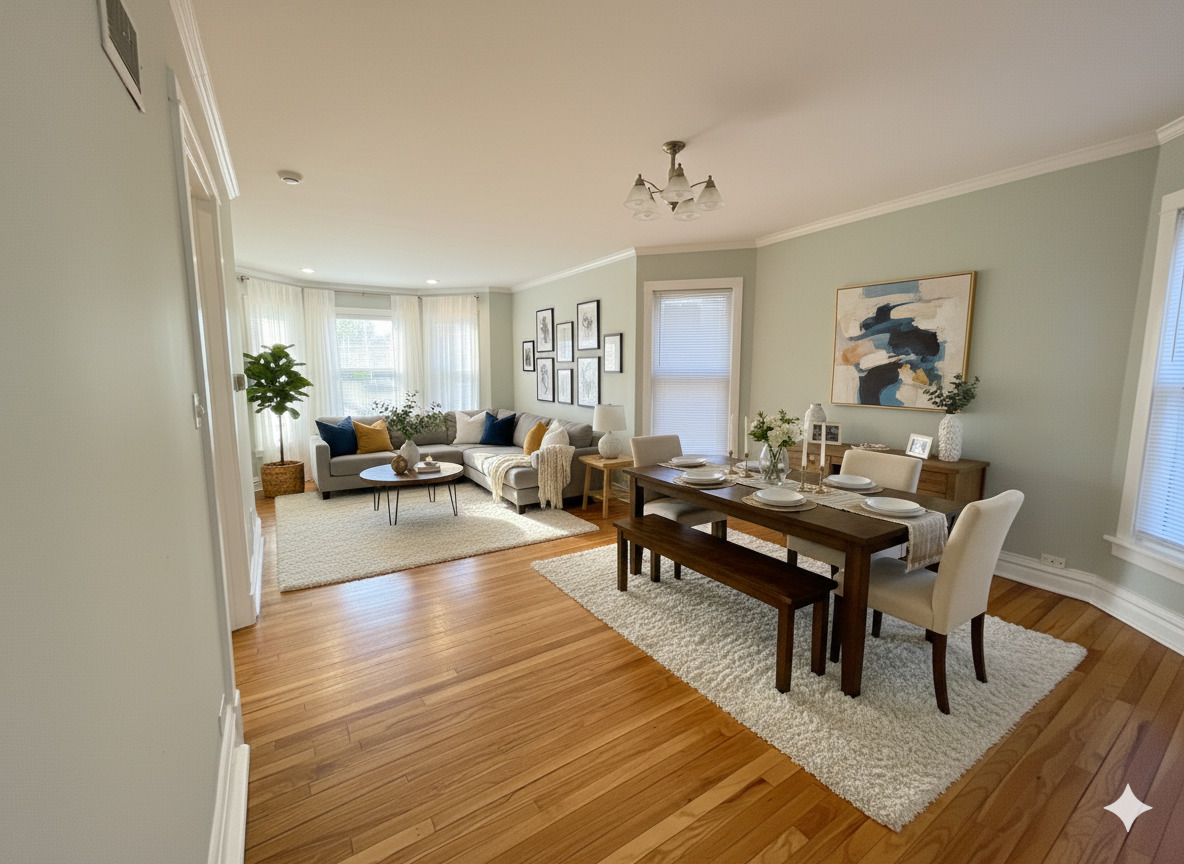 2022 Colfax Street, Unit 1 Evanston, IL 60201 - Photo 6 of 16 a living room with furniture a rug and a dining table