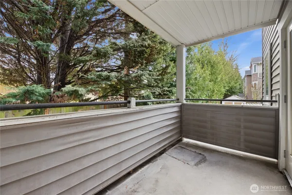 a view of a room with window and tree