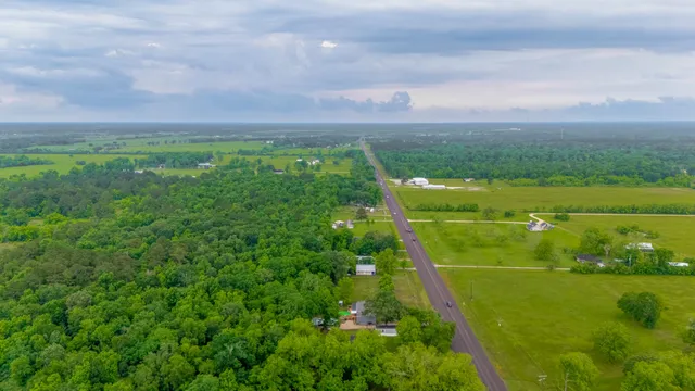 a view of a field with an ocean