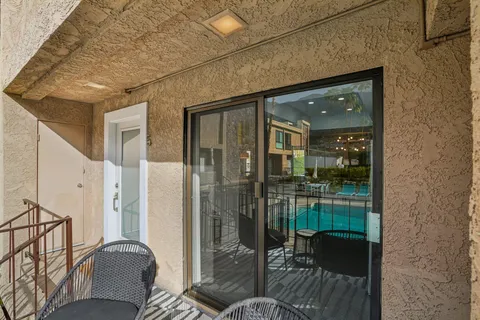 a outdoor living space with furniture