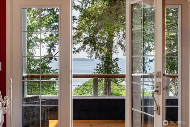 a view of a glass door