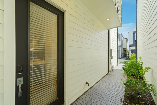 a potted plant sitting in front of a door