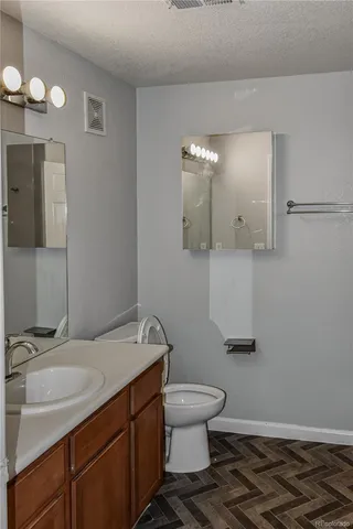 a bathroom with a sink toilet and vanity