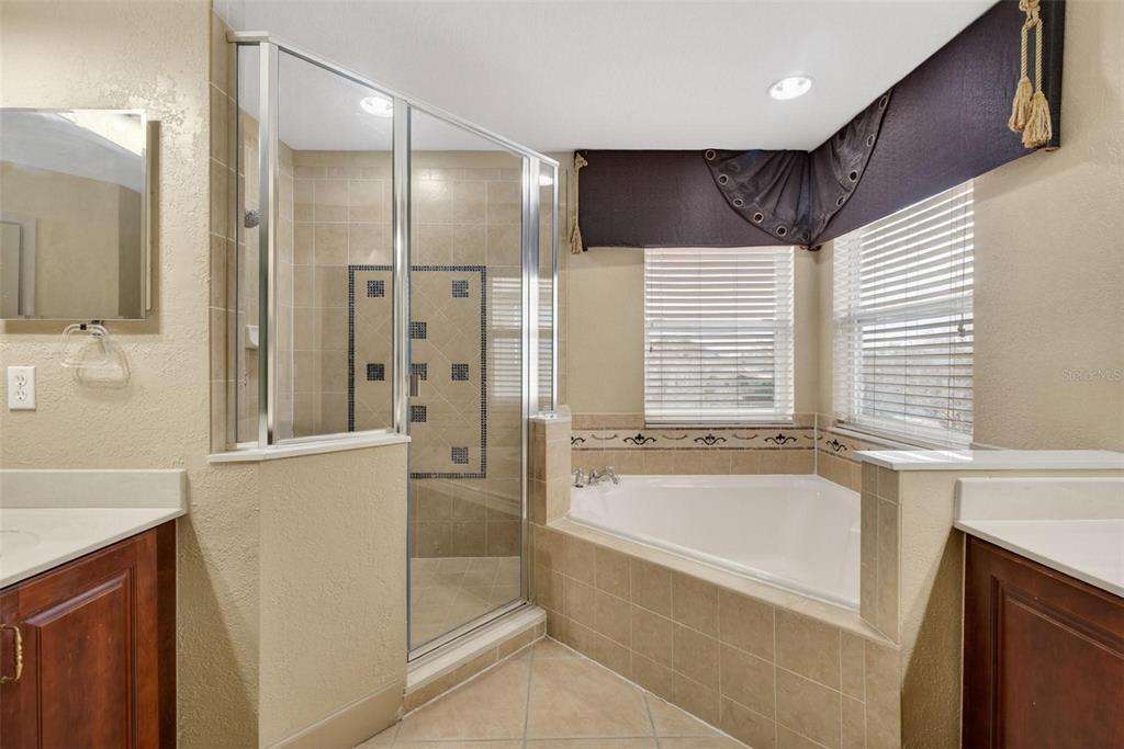 3463 Forest Ridge Lane Kissimmee, FL 34741 - Photo 37 of 58 a bathroom with a tub a sink and a shower