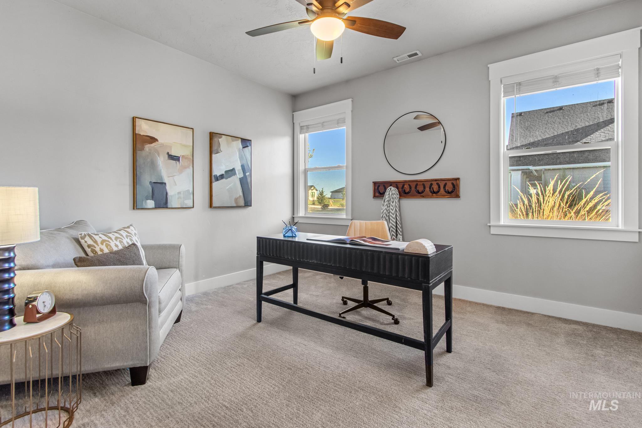 25427 Havard Oak Place Caldwell, ID 83607 - Photo 40 of 50 Office featuring light colored carpet and a ceiling fan