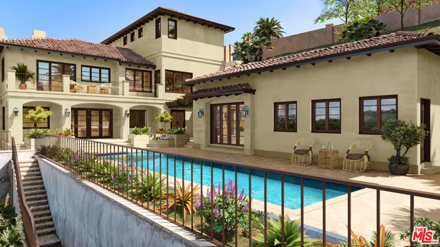 a front view of a house with large windows