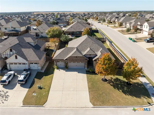 an aerial view of a house
