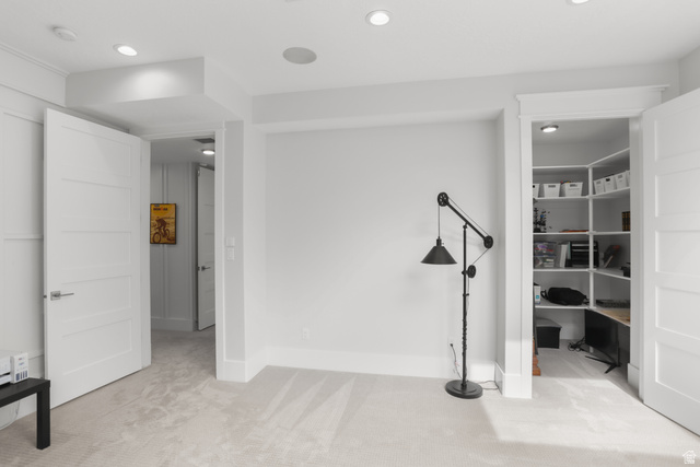 1354 South 800 East Mapleton, UT 84664 - Photo 80 of 129 Exercise room featuring light carpet and recessed lighting
