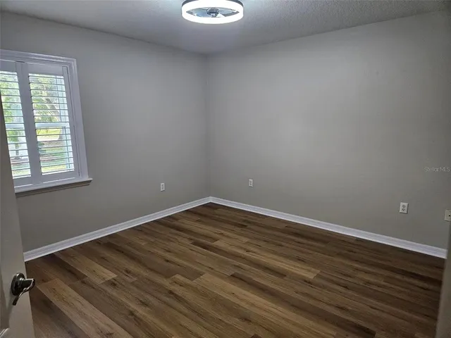 a view of a tree in a yard