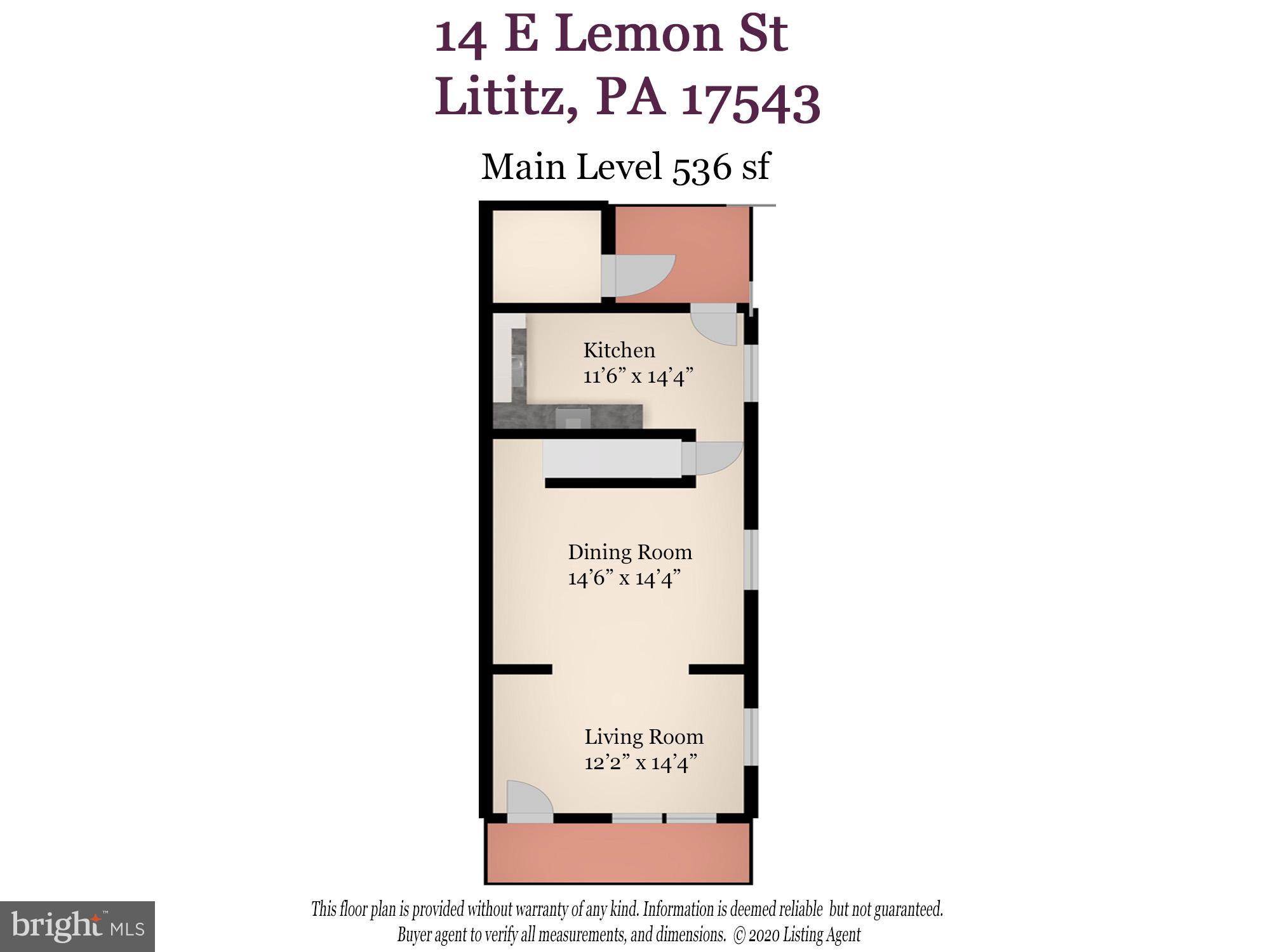 14 East Lemon Street Lititz, PA 17543 - Photo 15 of 31 Main Level Floor Plan