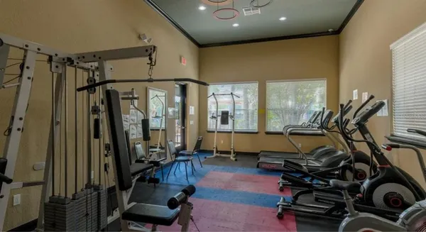 a view of a room with gym equipment