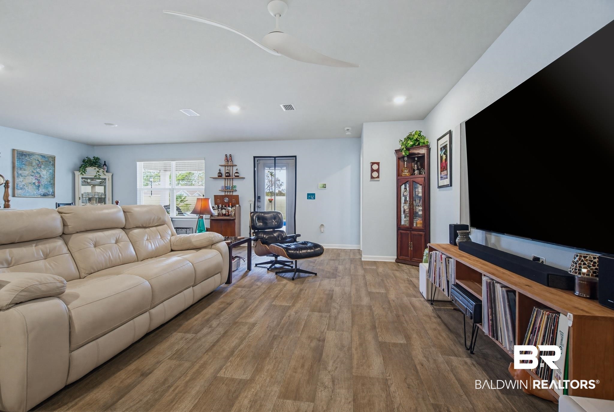 261 Fulham Lane Foley, AL 36535 - Photo 31 of 50 Living room with light wood-style flooring, recessed lighting, and a ceiling fan
