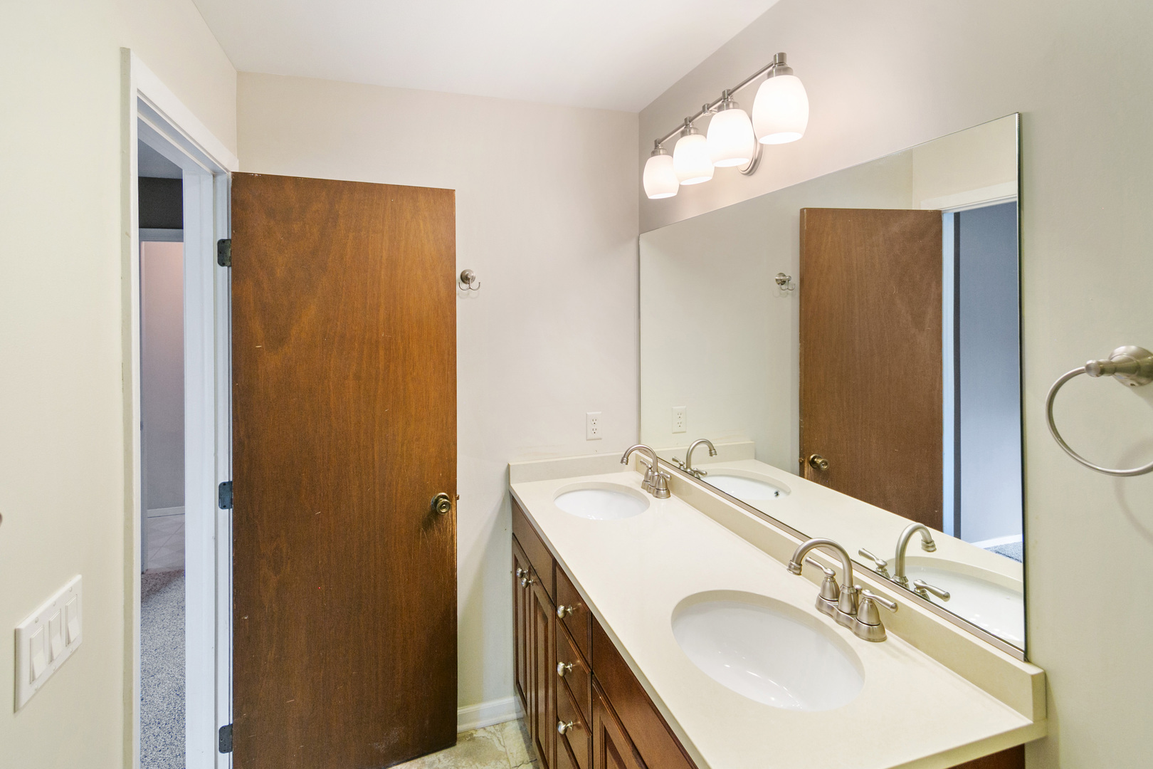 314 Boulder Hill Pass Montgomery, IL 60538 - Photo 14 of 19 a bathroom with a sink and a mirror