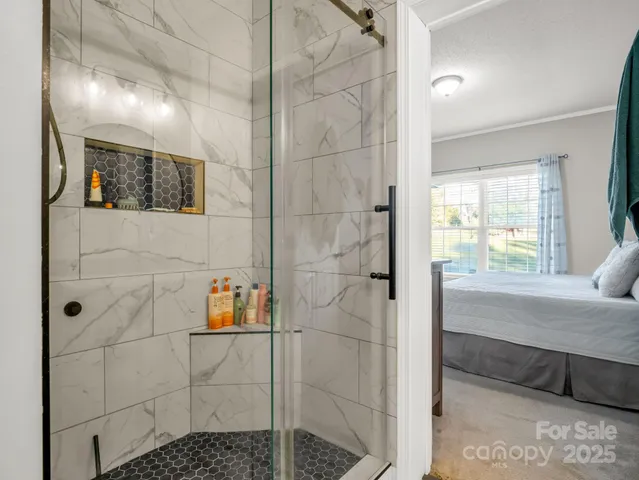 a bathroom with a shower