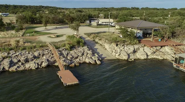 a view of a water with an outdoor space
