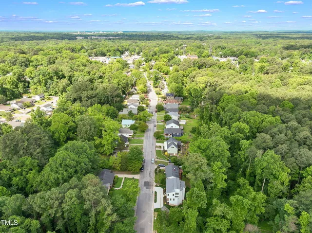 a view of city and green space