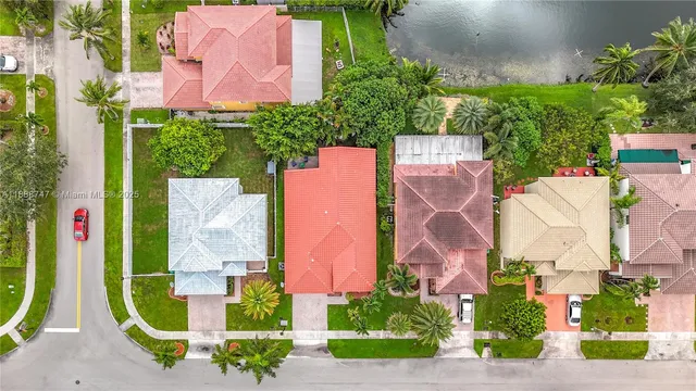 an aerial view of a house