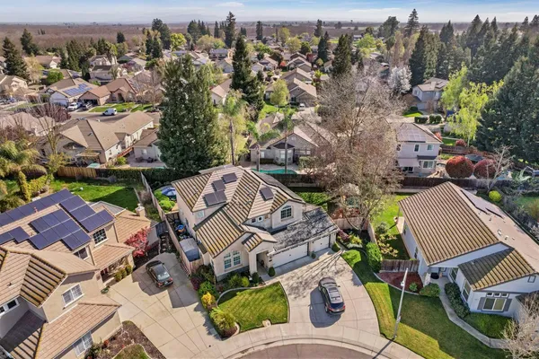 an aerial view of a house
