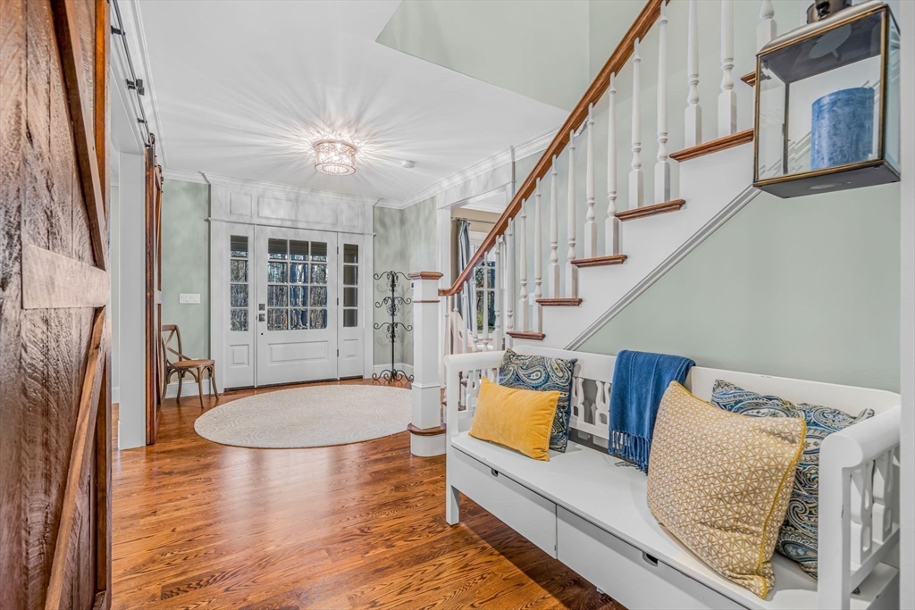 a outdoor living space with furniture and a fireplace