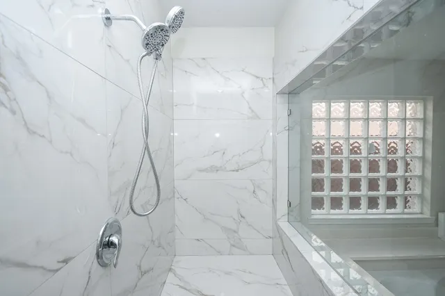 a bathroom with a shower