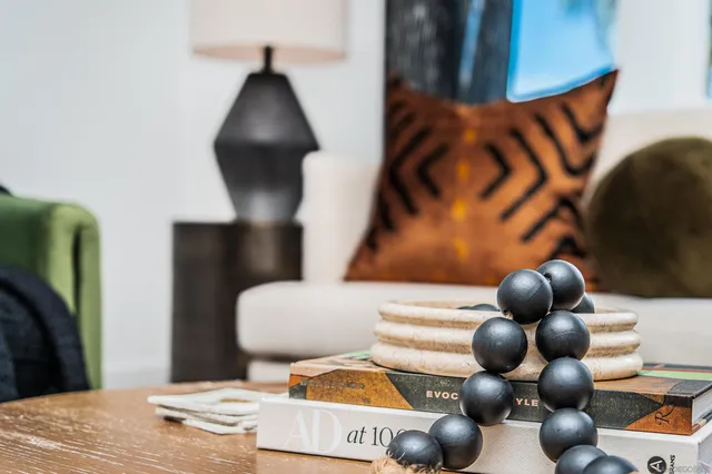 a living room with furniture